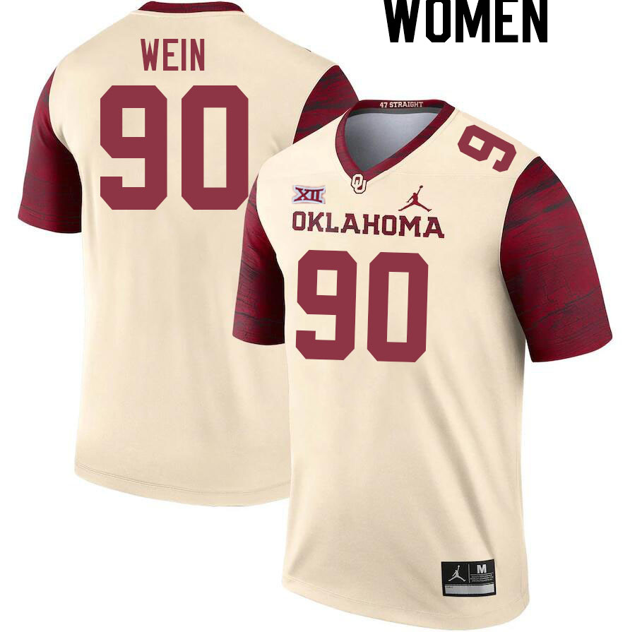 Women #90 Taylor Wein Oklahoma Sooners College Football Jerseys Stitched Sale-Cream - Click Image to Close
